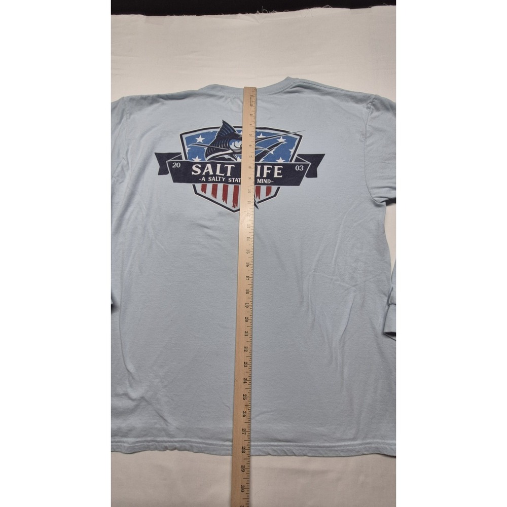 Salt Life Men's Marlin State of Mind light Blue Pocket Long Sleeve T-Shirt - Lg - Picture 9 of 12